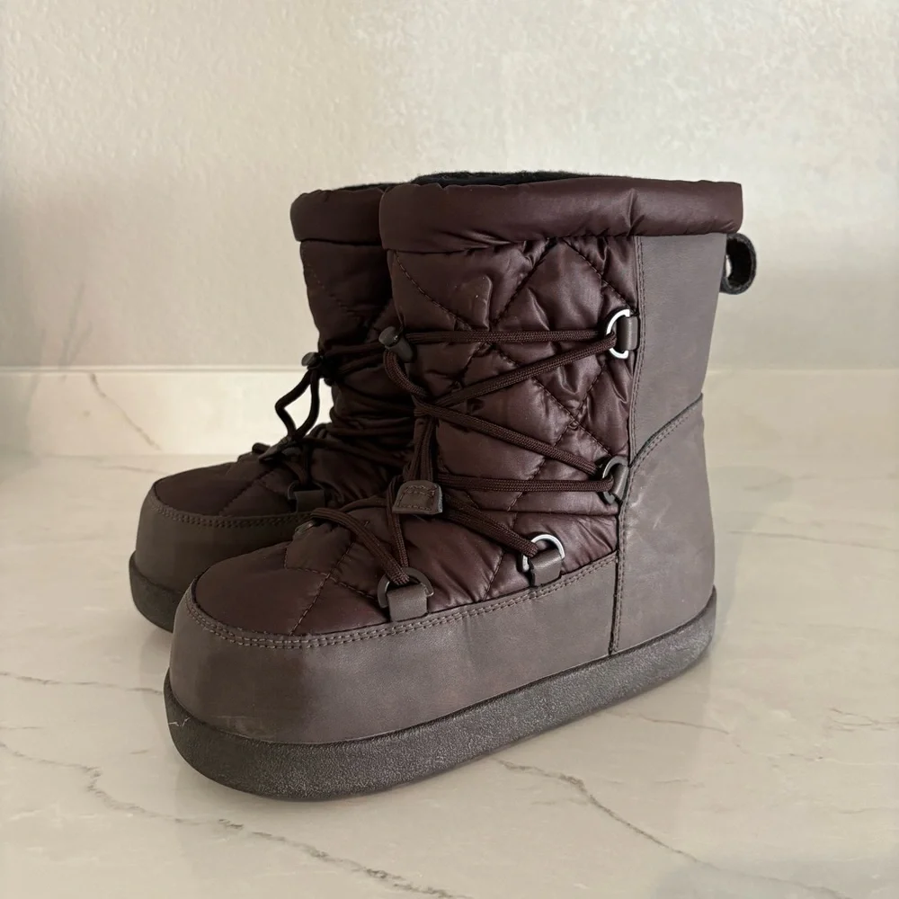 Ugg Noeme‎ Snow Winter Kid Boots Sz 3 Brown
